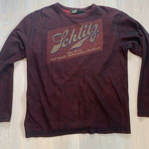 Schlitz Long Sleeve Tee Black and Red Mesh
